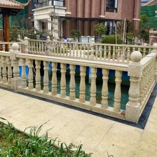 衡阳黄金麻花岗岩石材栏杆，扶手，将军柱，花瓶柱