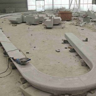 衡阳 芝麻白花岗岩弧形花坛石，坐凳石