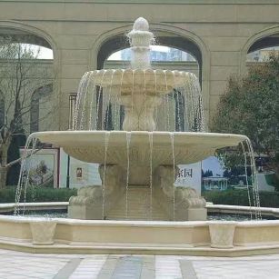 衡阳 黄金麻花岗岩异型加工——户外庭院石雕流水喷泉