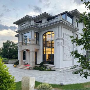 衡阳 白麻花岗岩私人别墅干挂石材豪华定制