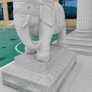 衡阳 白麻花岗岩动物异形石雕-大象