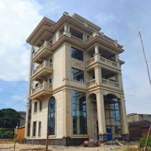 衡阳 黄金麻花岗岩石材别墅外墙干挂搭配（雕花栏杆花瓶柱门楼罗马柱）