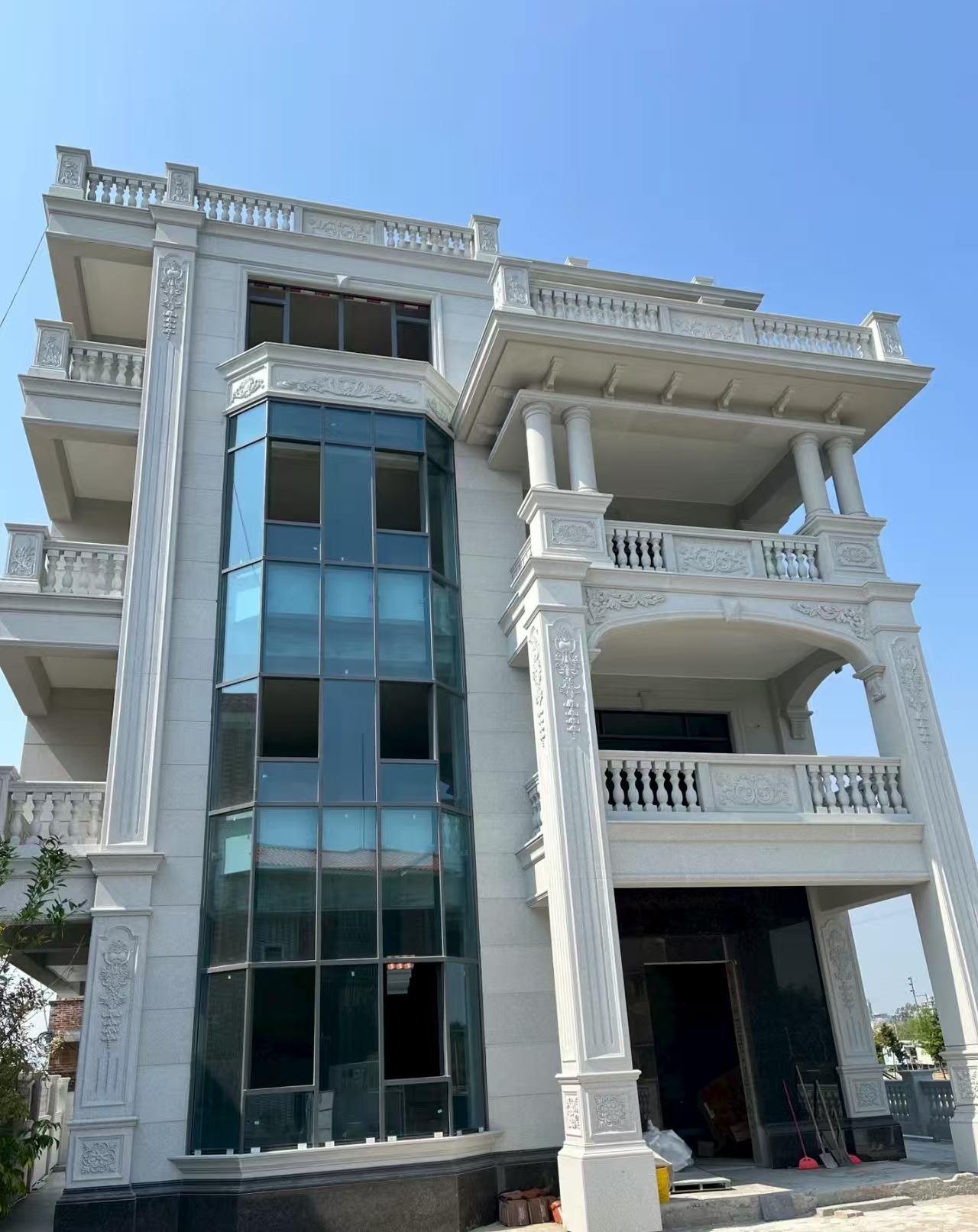 衡阳 白麻花岗岩别墅外墙干挂效果展示