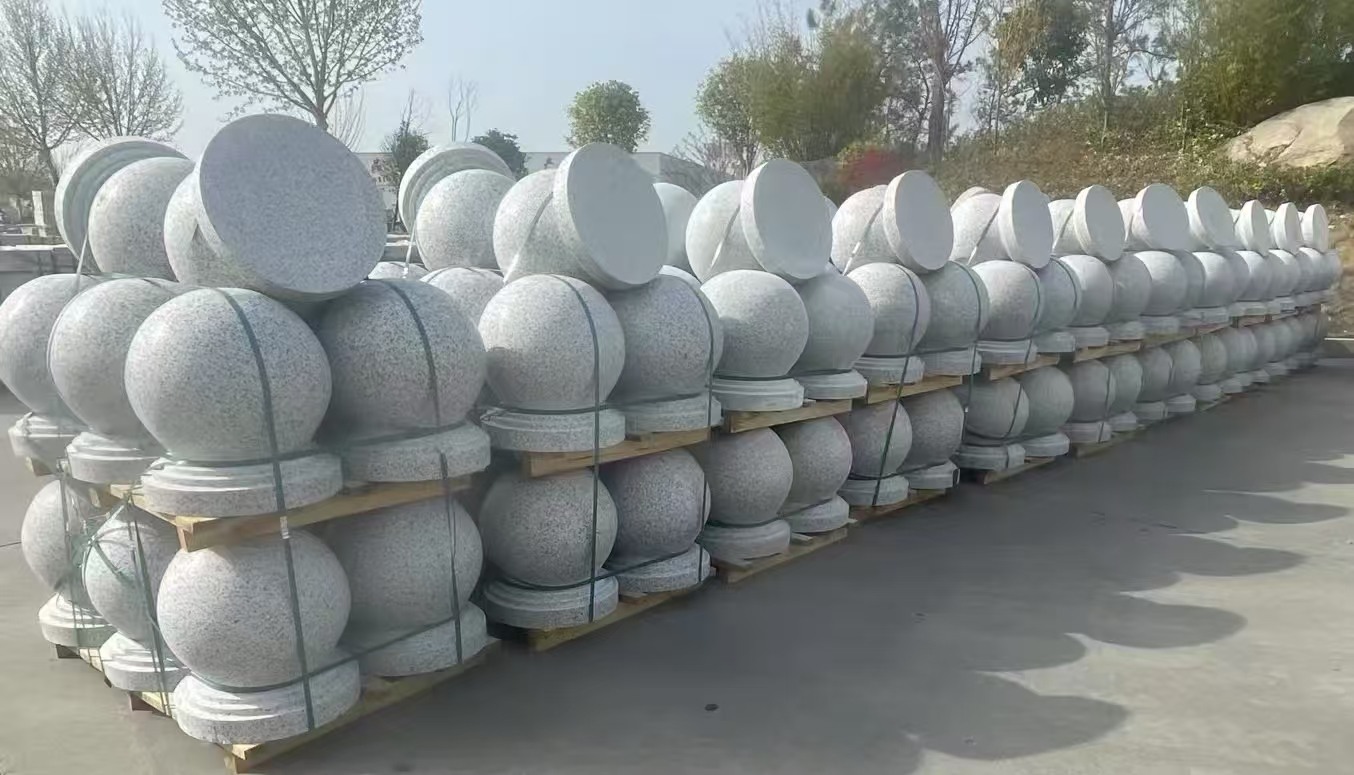 衡阳 白麻花岗岩石材圆球，石球，挡车球，隔离球，景观石球，风水球等