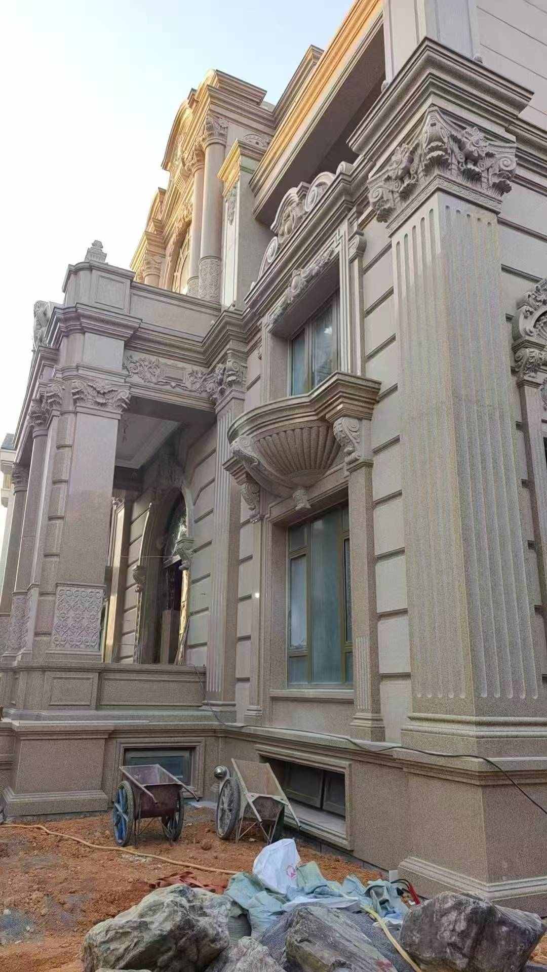 衡阳 黄金麻花岗岩光面别墅外墙干挂施工完成