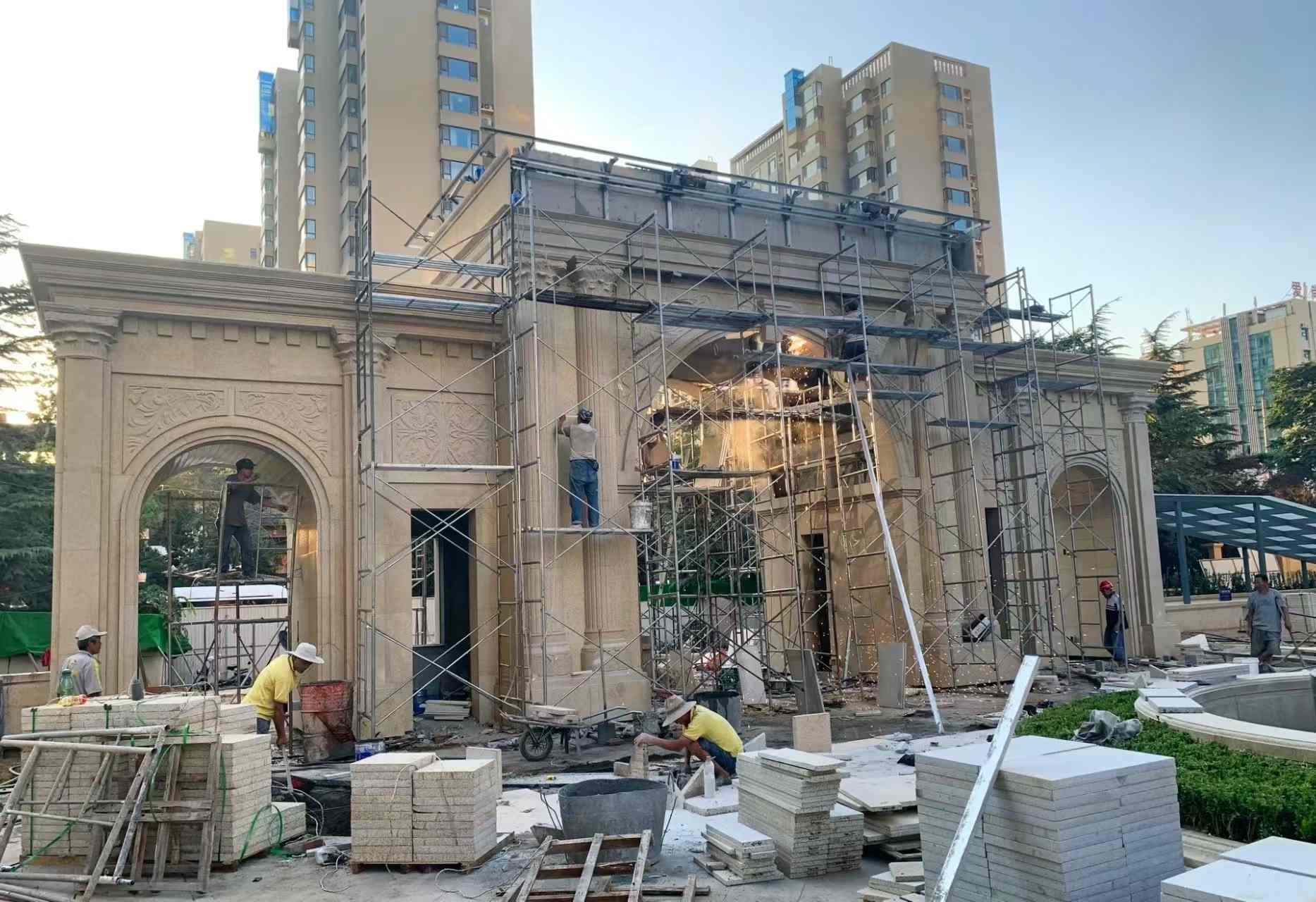 衡阳 黄金麻荔枝面花岗岩小区门楼外墙干挂