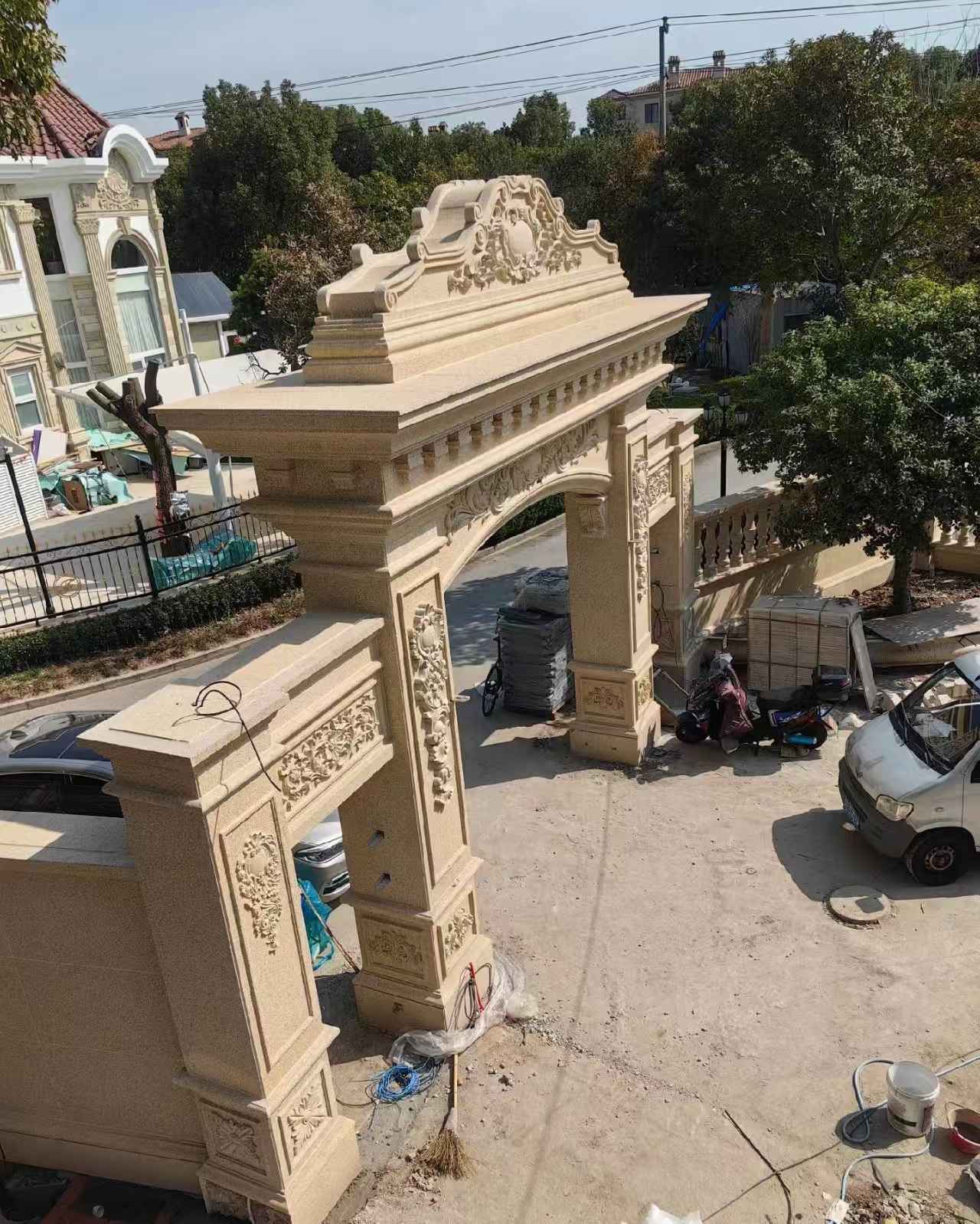 衡阳 黄金麻荔枝面花岗岩别墅门楼